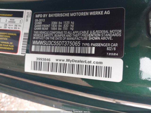 2013 MINI HARDTOP WMWSU3C55DT375065 Photo 8