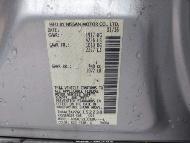 2016 NISSAN ALTIMA 1N4AL3AP2GC152238 Photo 8