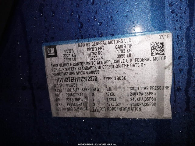 2015 GMC SIERRA 1500 1GTV2TEH1FZ372273 Photo 8