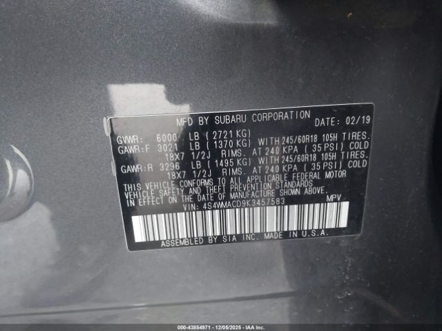 2019 SUBARU ASCENT 4S4WMACD9K3457583 Photo 8
