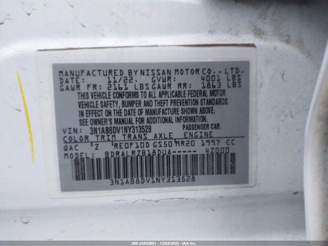 Nissan Sentra Sr Xtronic Cvt 2022 3N1AB8DV1NY313528 Image 9