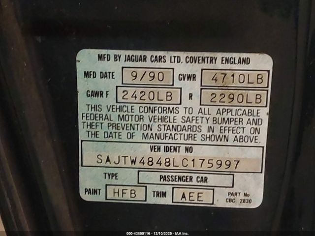 1990 JAGUAR XJS SAJTW4848LC175997 Photo 8