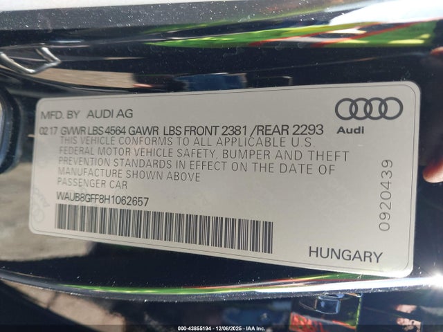 2017 AUDI A3 WAUB8GFF8H1062657 Photo 8