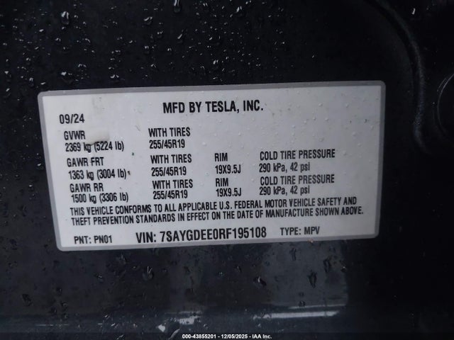 2024 TESLA MODEL Y 7SAYGDEE0RF195108 Photo 8