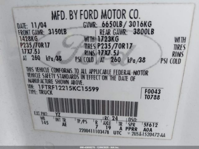 2005 FORD F-150 1FTRF12215KC15599 Photo 8