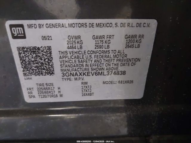 2021 CHEVROLET EQUINOX 3GNAXKEV6ML374838 Photo 8