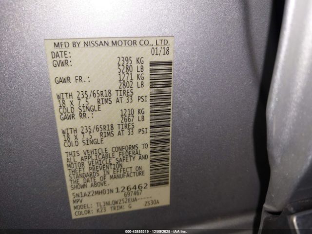 2018 NISSAN MURANO 5N1AZ2MH0JN126462 Photo 8