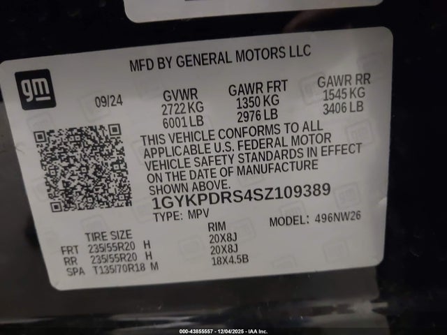 Продажа на аукционе авто 2025 Cadillac Xt6 Awd Premium Luxury, vin: 1GYKPDRS4SZ109389, номер лота: 43855557