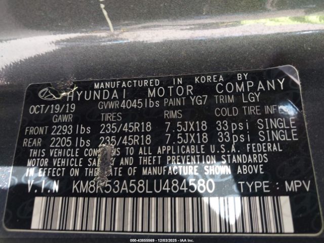 2020 HYUNDAI KONA KM8K53A58LU484580 Photo 8