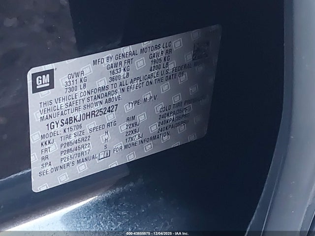 2017 CADILLAC ESCALADE 1GYS4BKJ0HR252427 Photo 8