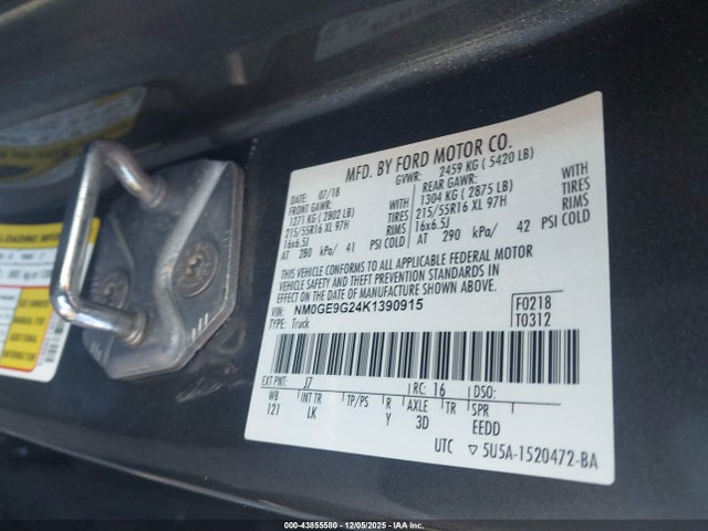 Aukcja sprzedaży 2019 Ford Transit Connect Titanium, vin: NM0GE9G24K1390915, numer aukcji: 43855580