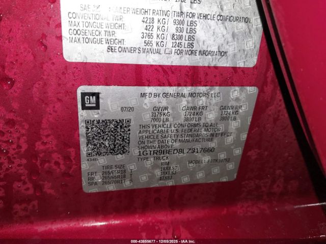 2020 GMC SIERRA 1500 1GTR9BED8LZ317660 Photo 8
