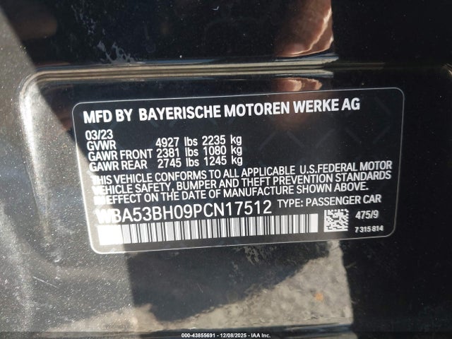 2023 Bmw 530 I მანქანა იყიდება აუქციონზე, vin: WBA53BH09PCN17512, აუქციონის ნომერი: 43855691