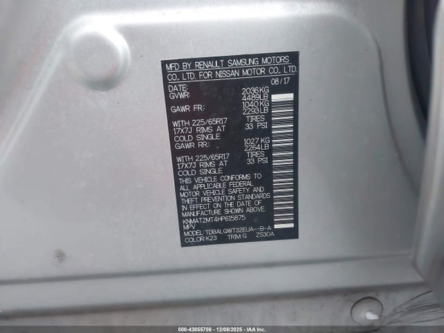 KNMAT2MT4HP615875 Nissan ROGUE SV