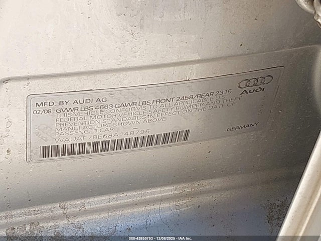2008 AUDI A4 WAUAF78E68A148796 Photo 8