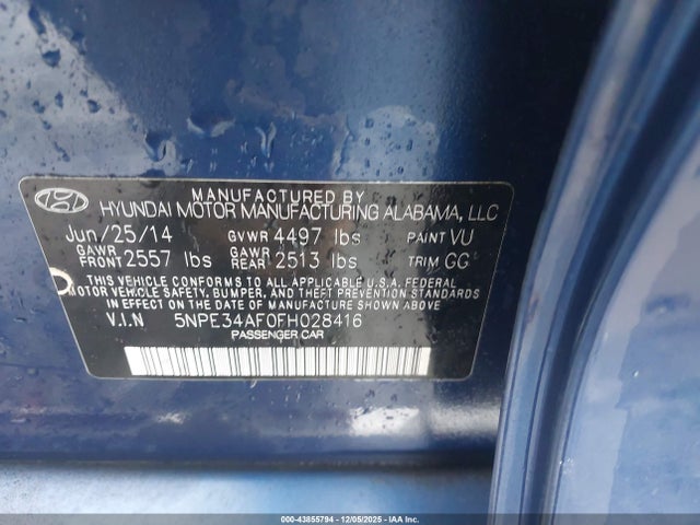 Hyundai Sonata 2015 5NPE34AF0FH028416 Image 33
