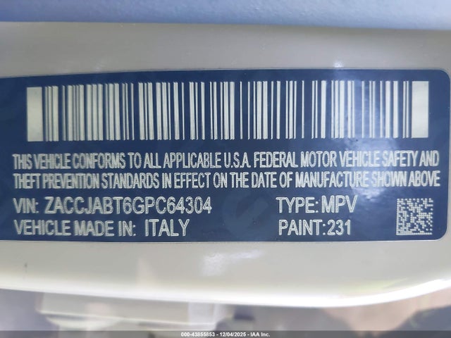 ZACCJABT6GPC64304 Jeep Renegade Latitude