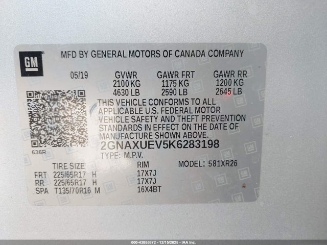 Chevrolet EQUINOX LT 2019 2GNAXUEV5K6283198 Image 9
