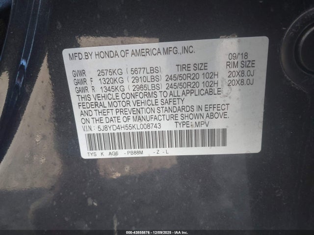2019 ACURA MDX 5J8YD4H55KL008743 Photo 8