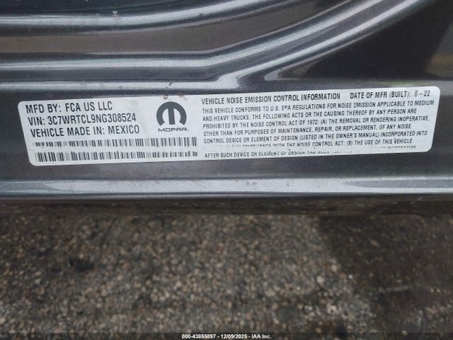 43855897 :رقم المزاد ، 3C7WRTCL9NG308524 vin ، 2022 Ram 3500 Chassis Tradesman/slt/laramie/limited مزاد بيع
