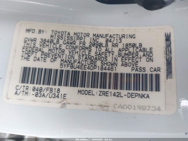 2013 TOYOTA COROLLA 5YFBU4EE4DP184461 Photo 8