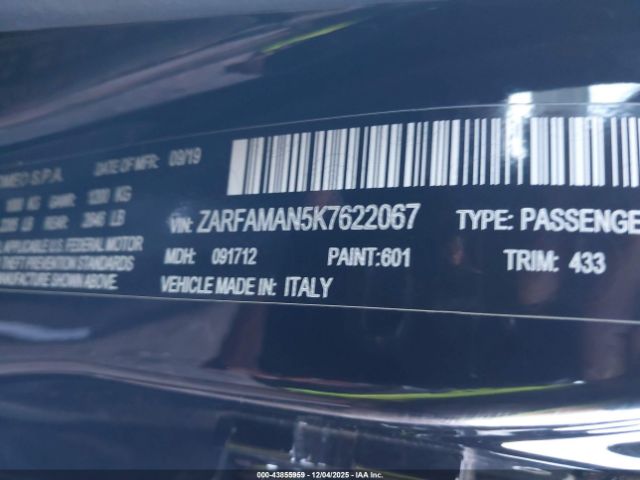 2019 ALFA ROMEO GIULIA ZARFAMAN5K7622067 Photo 8