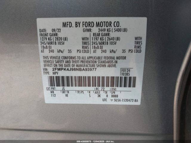 2022 FORD EDGE 2FMPK4J98NBA93977 Photo 8