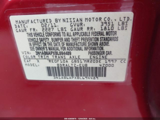 2011 NISSAN SENTRA 3N1AB6APXBL694489 Photo 8