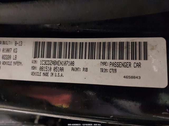 1C3CDZABXEN107108 Dodge AVENGER SE