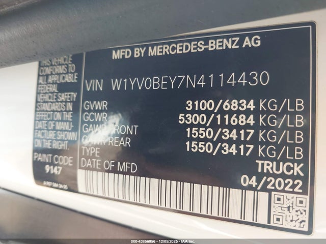 2022 MERCEDES-BENZ METRIS W1YV0BEY7N4114430 Photo 8