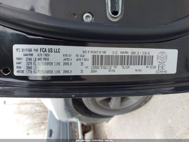 Aukcja sprzedaży 2015 Ram 1500 St, vin: 1C6RR6KT3FS621132, numer aukcji: 43856202