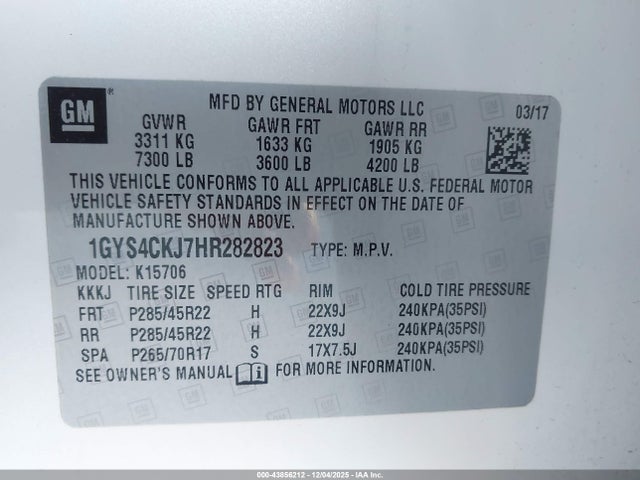 2017 CADILLAC ESCALADE 1GYS4CKJ7HR282823 Photo 8