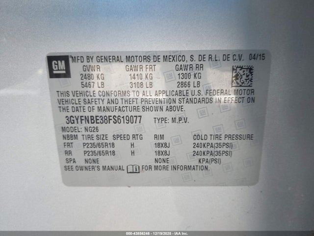 2015 CADILLAC SRX 3GYFNBE38FS619077 Photo 8