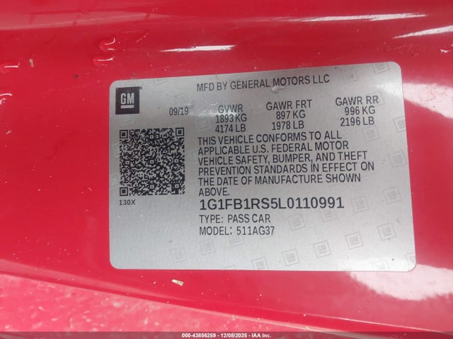 2020 CHEVROLET CAMARO 1G1FB1RS5L0110991 Photo 8