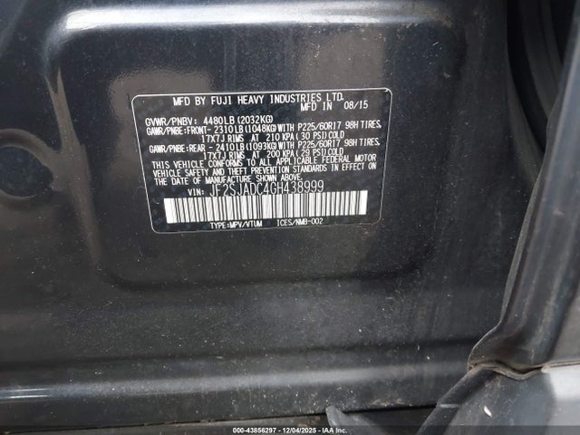 43856297 :رقم المزاد ، JF2SJADC4GH438999 vin ، 2016 Subaru Forester 2.5i Premium مزاد بيع