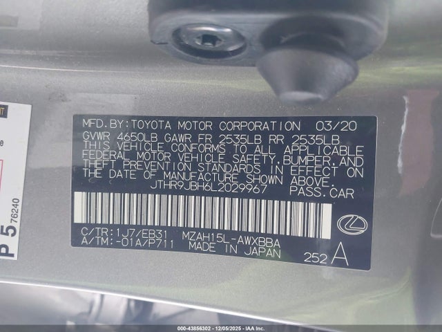 2020 LEXUS UX 250H JTHR9JBH6L2029967 Photo 8