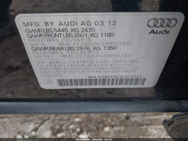 2012 AUDI Q5 WA1LFBFP2CA101223 Photo 8