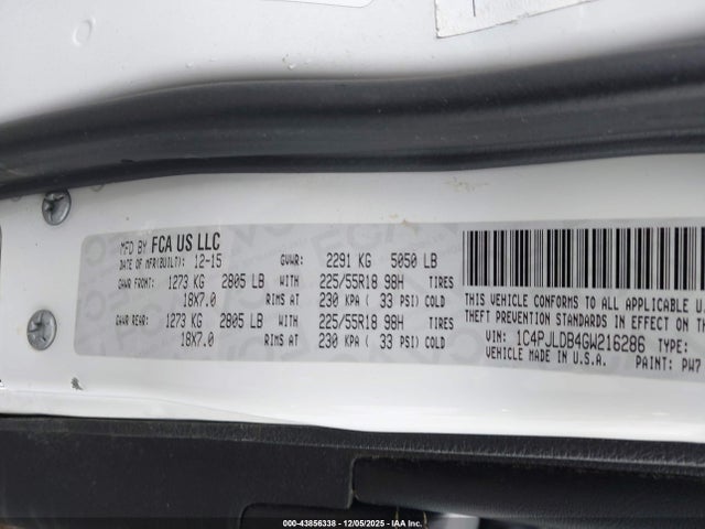 Jeep Cherokee Limited 2016 1C4PJLDB4GW216286 Image 9