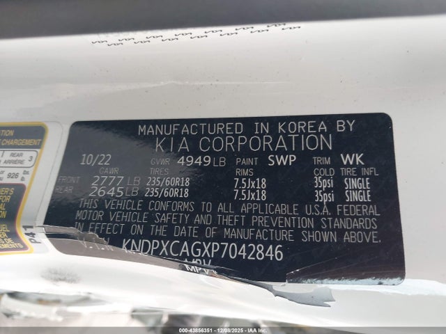 KNDPXCAGXP7042846 KIA Sportage Hybrid Sx-prestige