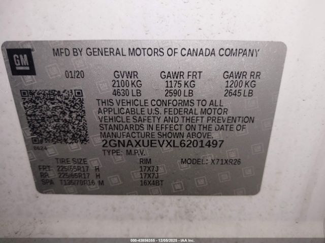 2020 CHEVROLET EQUINOX 2GNAXUEVXL6201497 Photo 8