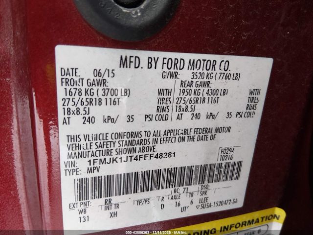 2015 FORD EXPEDITION EL 1FMJK1JT4FEF48281 Photo 8