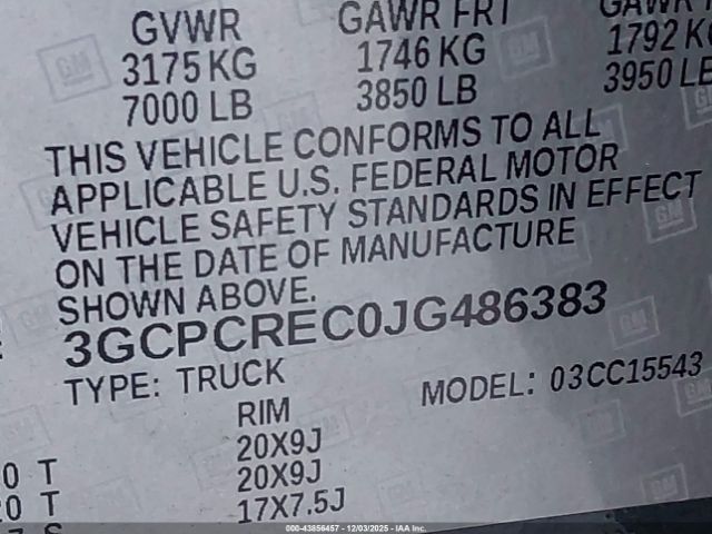 2018 CHEVROLET SILVERADO 1500 3GCPCREC0JG486383 Photo 8