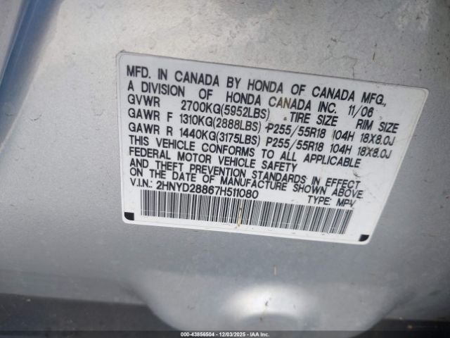 2007 ACURA MDX 2HNYD28867H511080 Photo 8