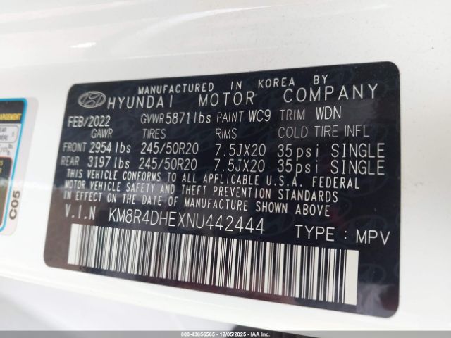 2022 HYUNDAI PALISADE KM8R4DHEXNU442444 Photo 8