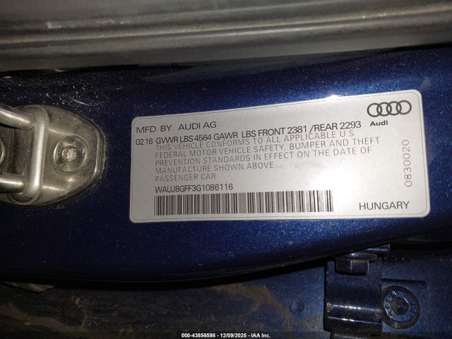 2016 AUDI A3 WAUJ8GFF3G1086116 Photo 8