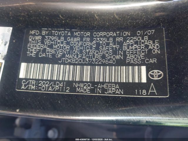 2007 TOYOTA PRIUS JTDKB20U373229640 Photo 8
