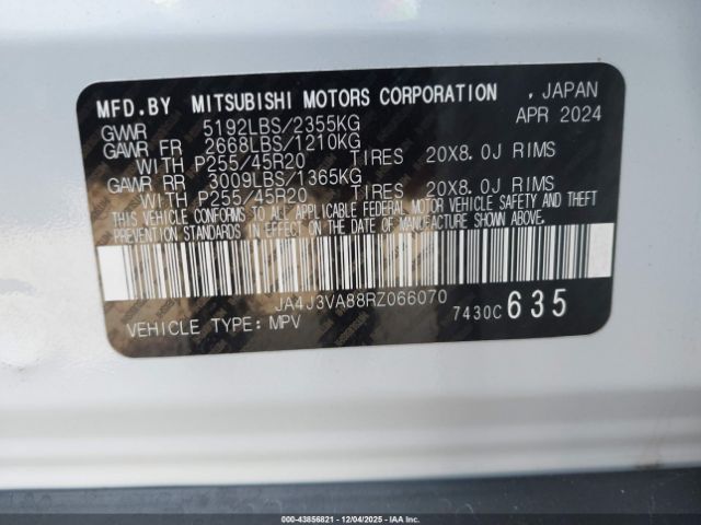 2024 MITSUBISHI OUTLANDER JA4J3VA88RZ066070 Photo 8