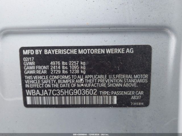 2017 BMW 530I WBAJA7C35HG903602 Photo 8