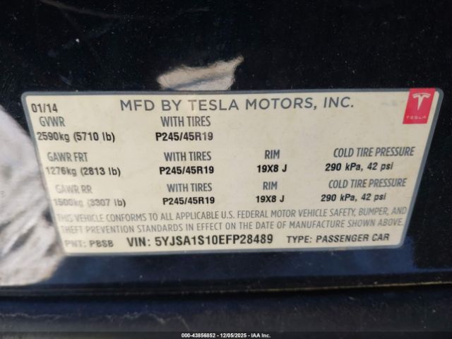 2014 TESLA MODEL S 5YJSA1S10EFP28489 Photo 8