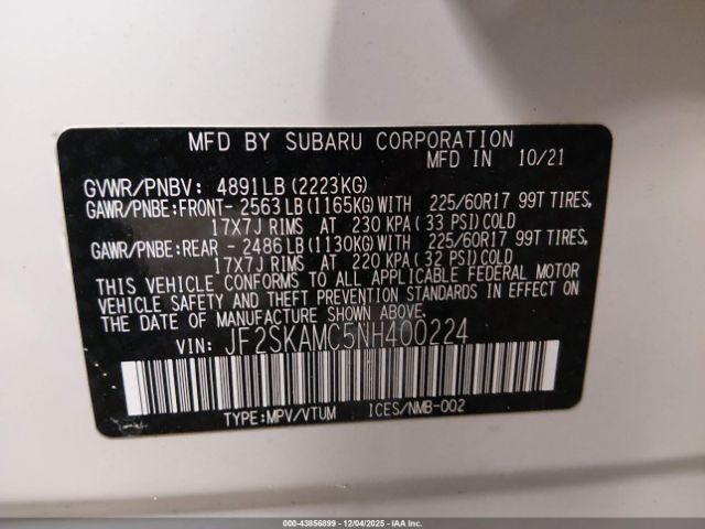 2022 SUBARU FORESTER JF2SKAMC5NH400224 Photo 8